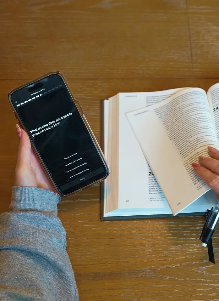 Person doing daily Bible study at breakfast