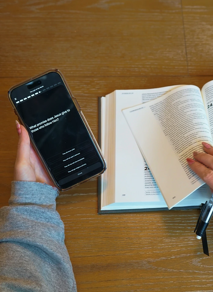 Person doing daily Bible study at breakfast
